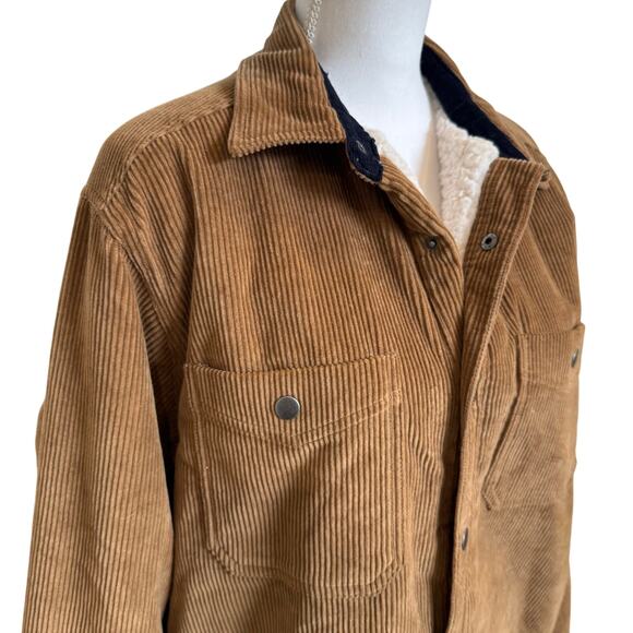 Telluride Jacket Shacket Men's Large Corduroy Brown Snaps Shearling Barn Flaw - Picture 4 of 10